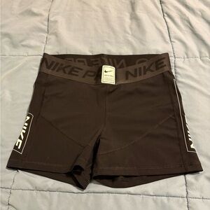 Nike Women's Black Athletic Compression Shorts with Logo Waistband
